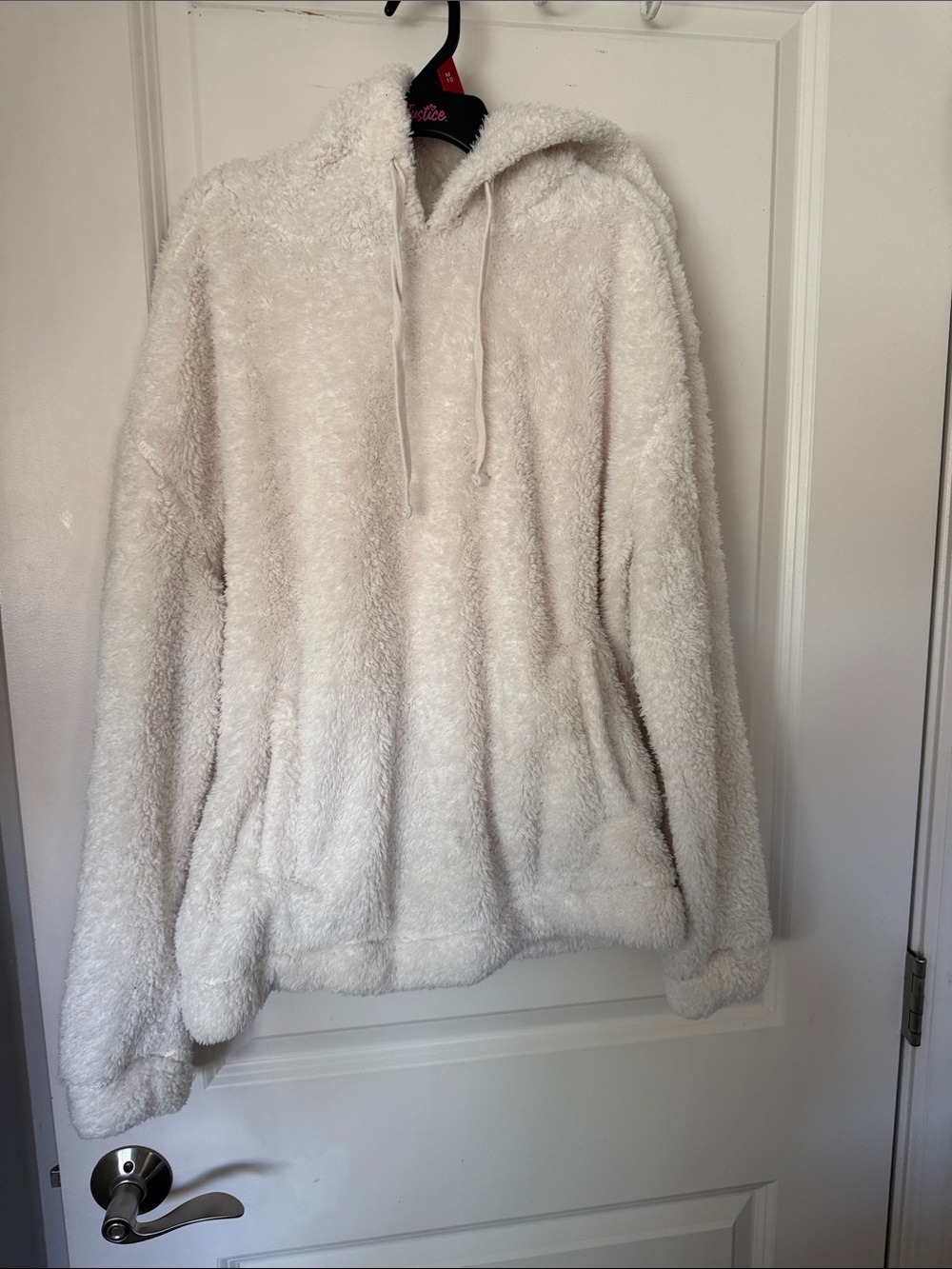 Plush Hooded Pullover Sweater - White